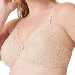Wacoal Halo Lace Bra Underwire Unlined Soft Cup Nude Beige Estimated 36C 851205